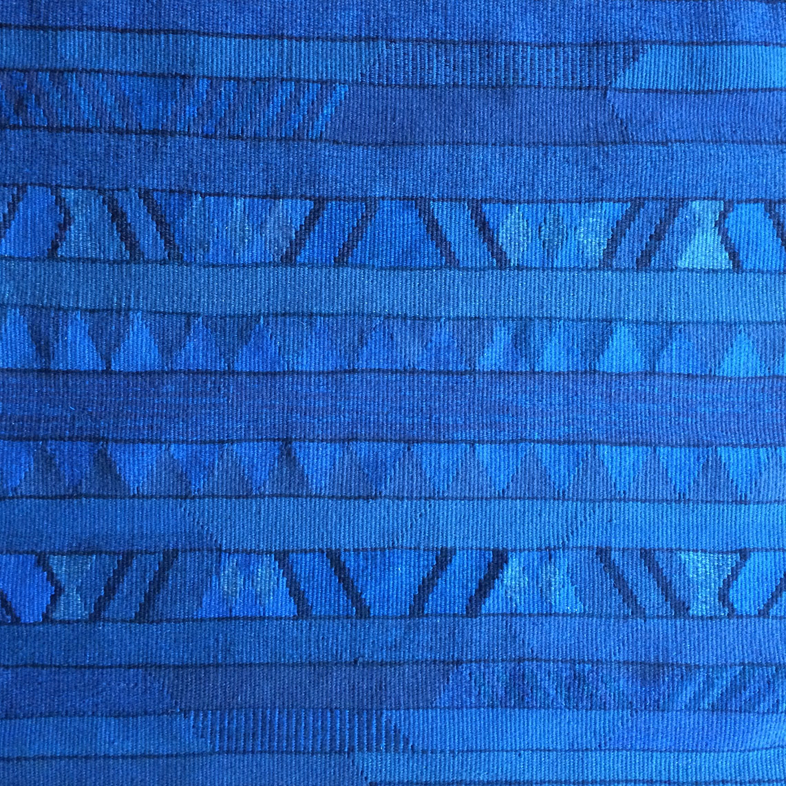 Tapisserie - 'Das blaue Wunder': Wolle, 92 x 100 cm, Baumwollkette 2 F/cm